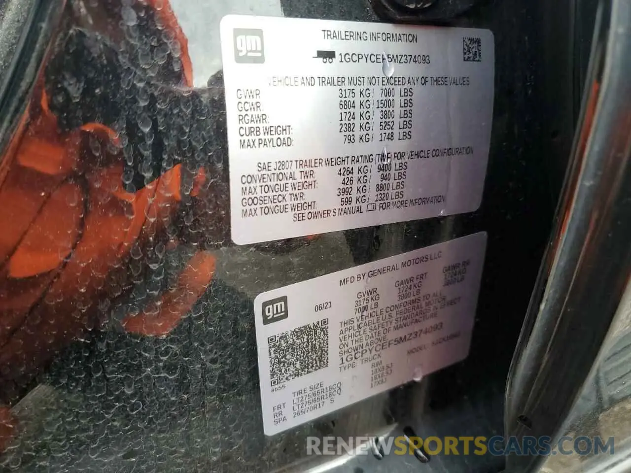 14 Photograph of a damaged car 1GCPYCEF5MZ374093 CHEVROLET ALL Models 2021