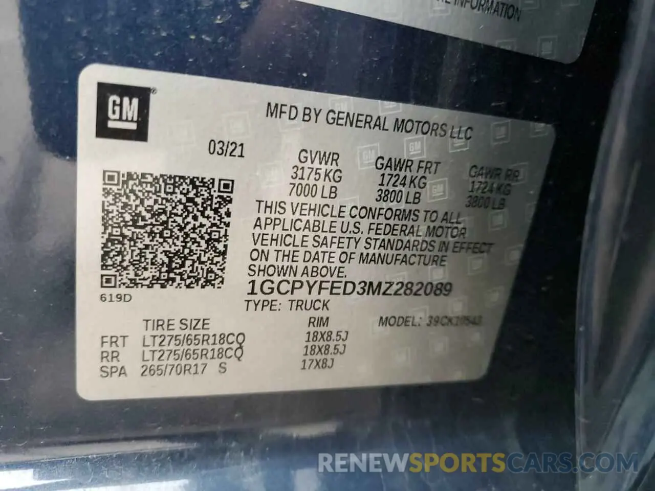 13 Photograph of a damaged car 1GCPYFED3MZ282089 CHEVROLET ALL Models 2021