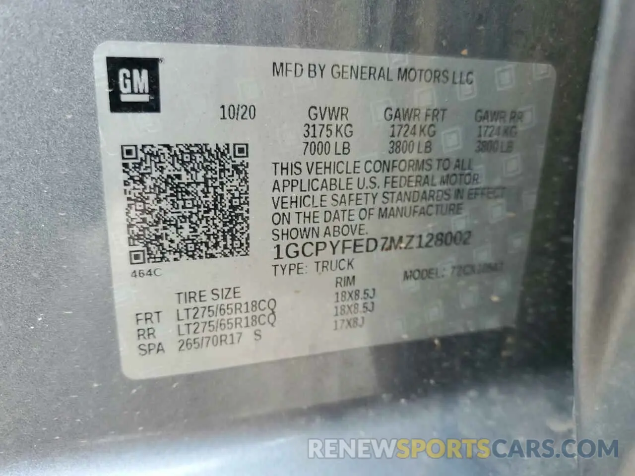 13 Photograph of a damaged car 1GCPYFED7MZ128002 CHEVROLET ALL Models 2021