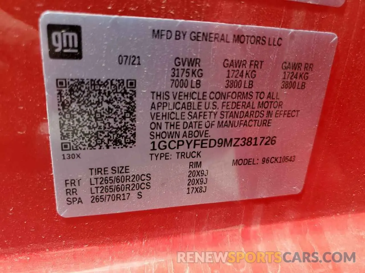 13 Photograph of a damaged car 1GCPYFED9MZ381726 CHEVROLET ALL Models 2021
