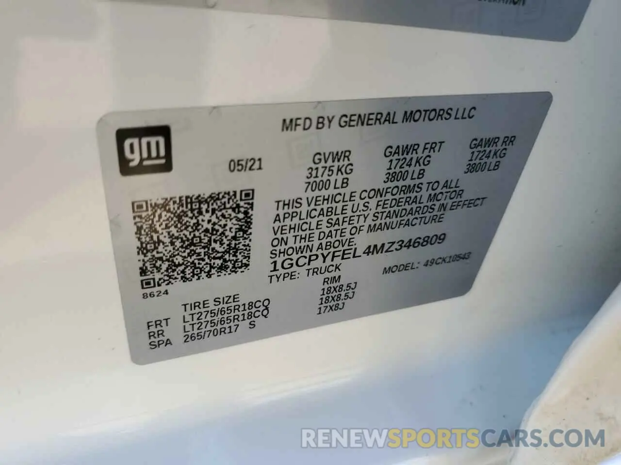 12 Photograph of a damaged car 1GCPYFEL4MZ346809 CHEVROLET ALL Models 2021
