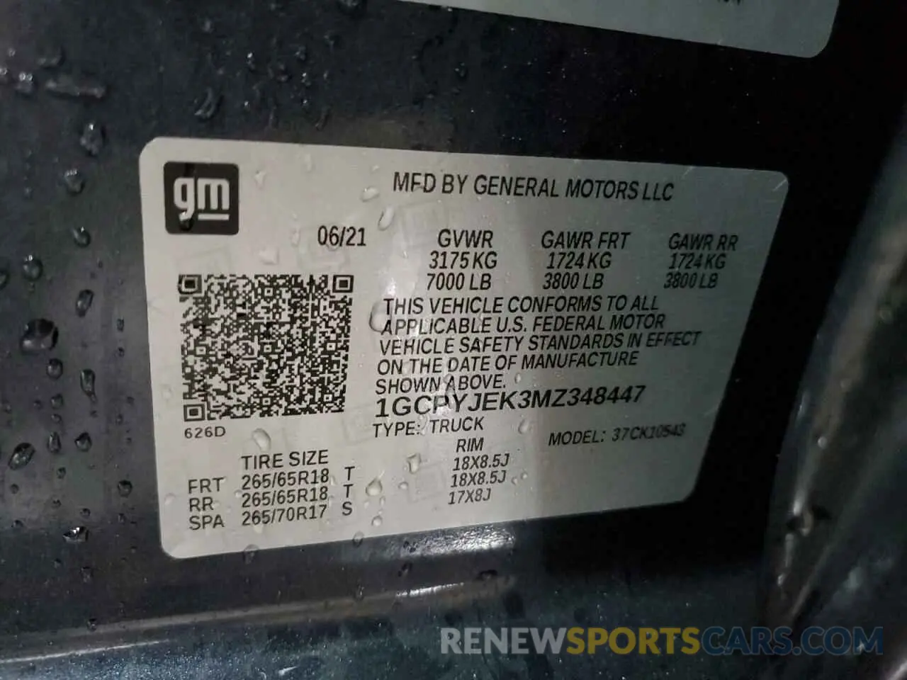 12 Photograph of a damaged car 1GCPYJEK3MZ348447 CHEVROLET All Models 2021