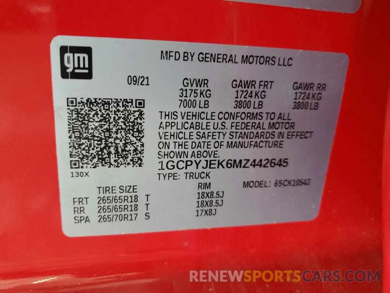 12 Photograph of a damaged car 1GCPYJEK6MZ442645 CHEVROLET ALL Models 2021