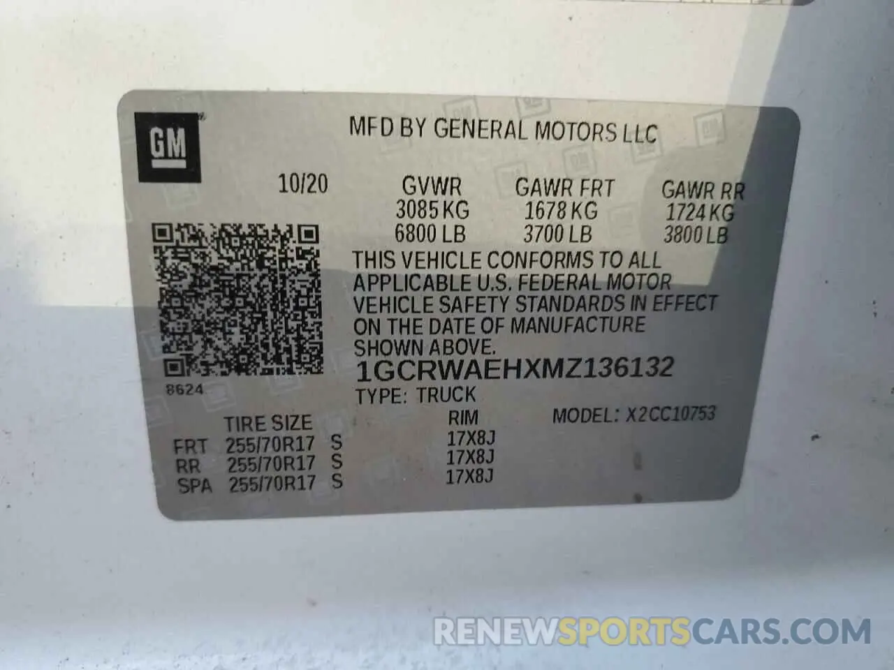 12 Photograph of a damaged car 1GCRWAEHXMZ136132 CHEVROLET ALL Models 2021