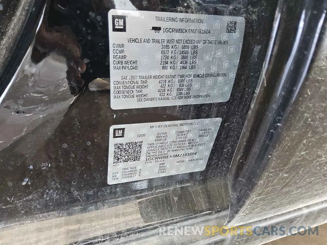 12 Photograph of a damaged car 1GCRWBEK6MZ181604 CHEVROLET ALL Models 2021