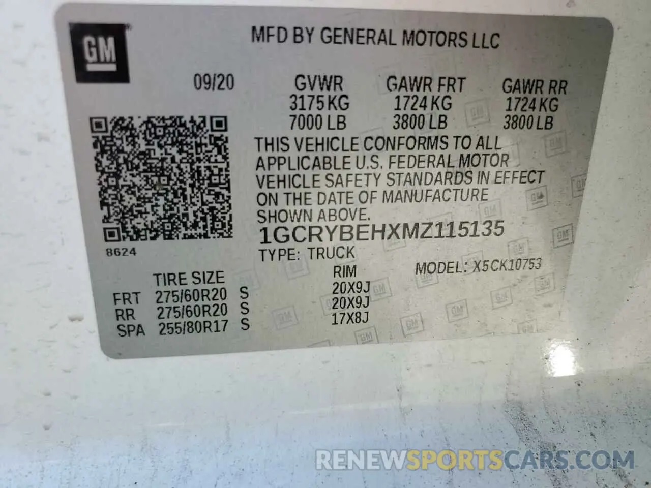 12 Photograph of a damaged car 1GCRYBEHXMZ115135 CHEVROLET ALL Models 2021