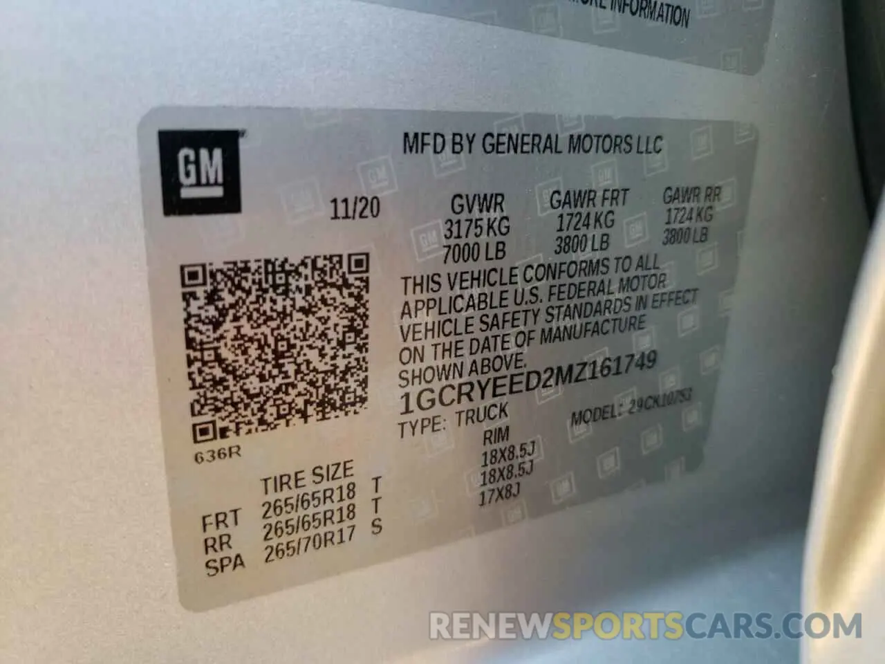 12 Photograph of a damaged car 1GCRYEED2MZ161749 CHEVROLET ALL Models 2021