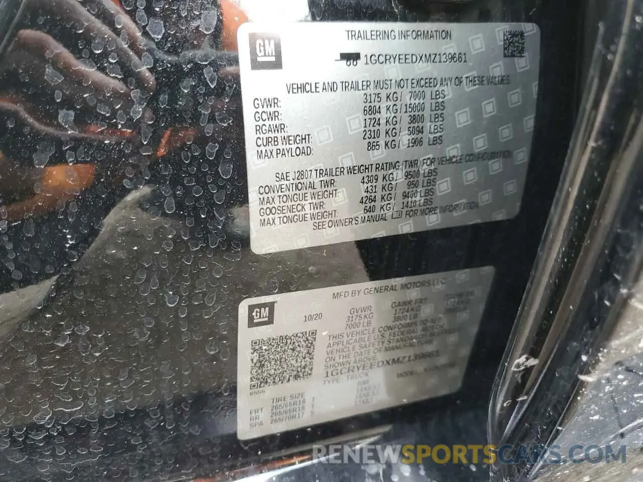 12 Photograph of a damaged car 1GCRYEEDXMZ139661 CHEVROLET ALL Models 2021