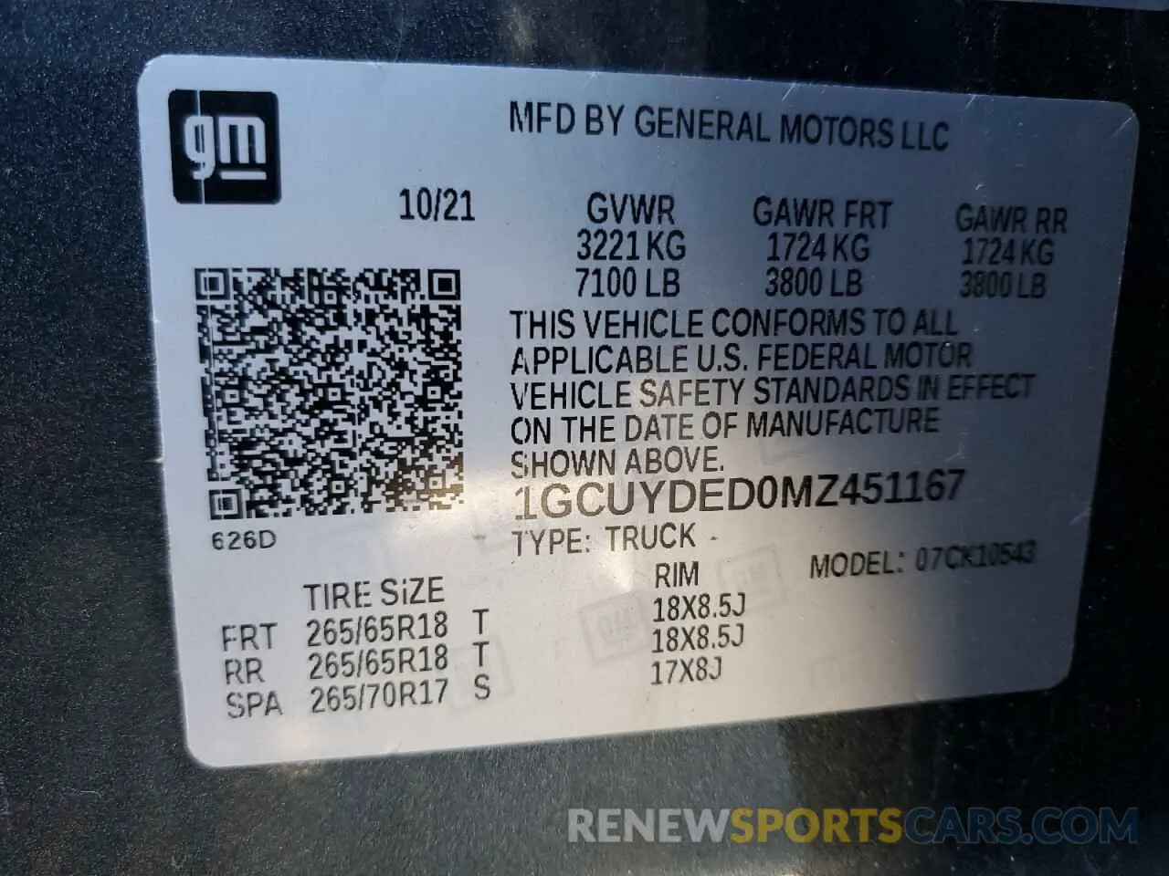 12 Photograph of a damaged car 1GCUYDED0MZ451167 CHEVROLET ALL Models 2021