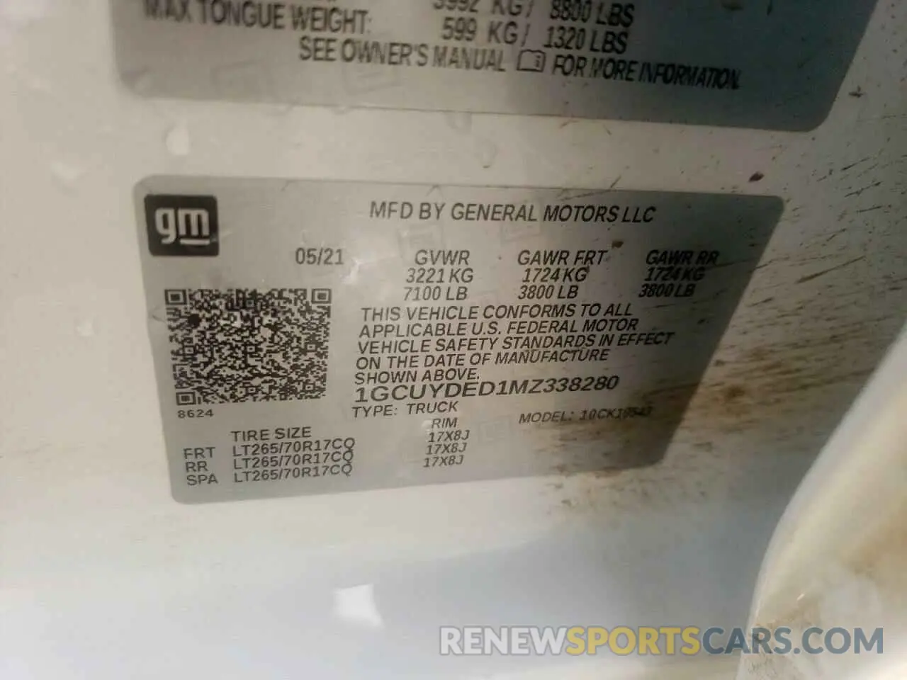 12 Photograph of a damaged car 1GCUYDED1MZ338280 CHEVROLET ALL Models 2021