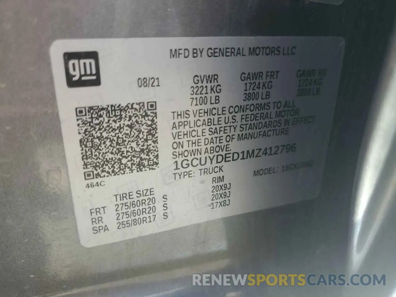 12 Photograph of a damaged car 1GCUYDED1MZ412796 CHEVROLET ALL Models 2021