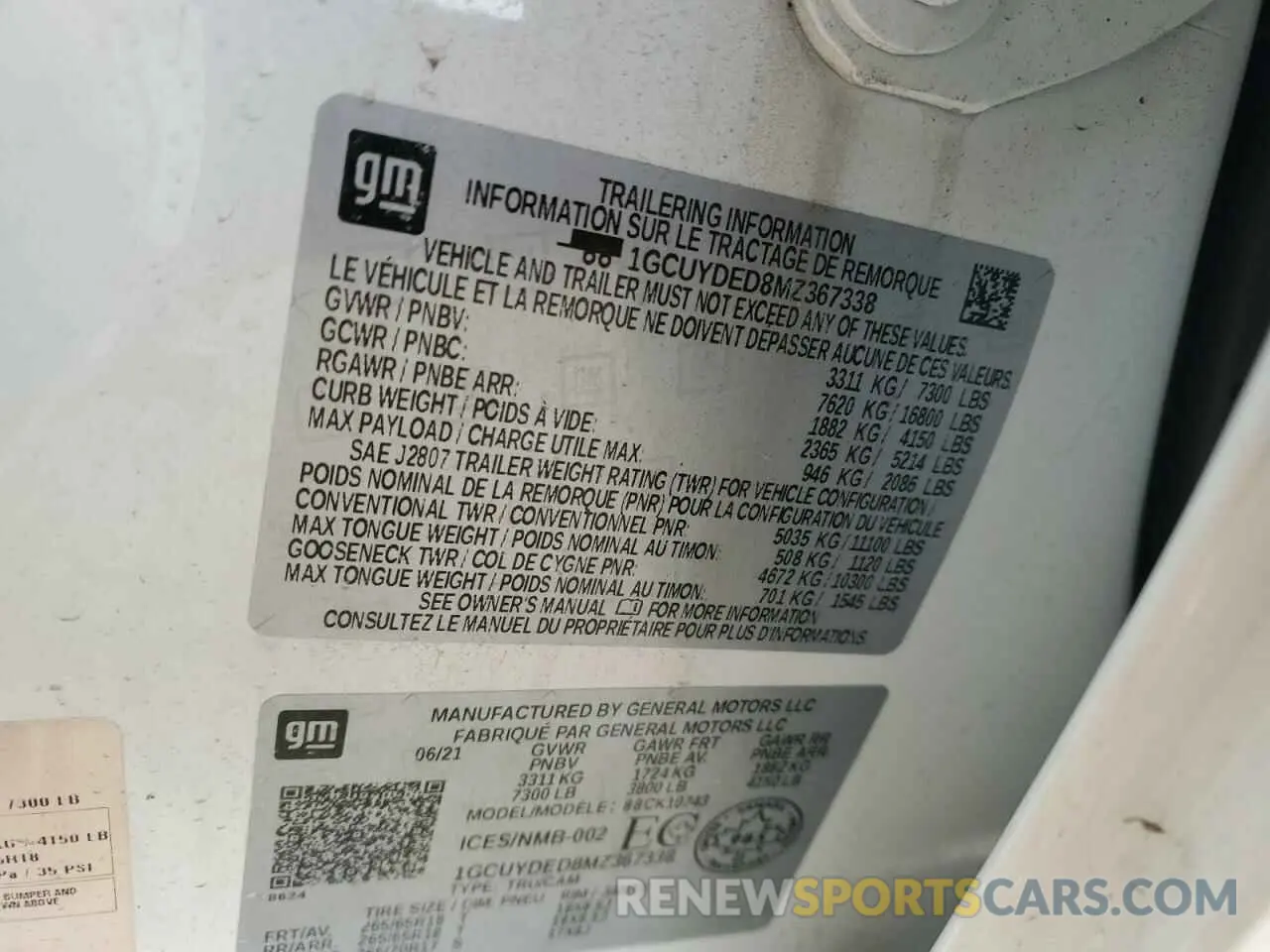 13 Photograph of a damaged car 1GCUYDED8MZ367338 CHEVROLET ALL Models 2021