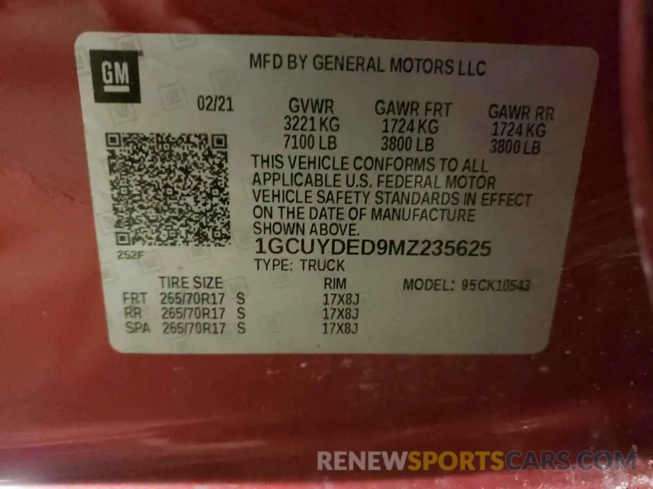 12 Photograph of a damaged car 1GCUYDED9MZ235625 CHEVROLET ALL Models 2021