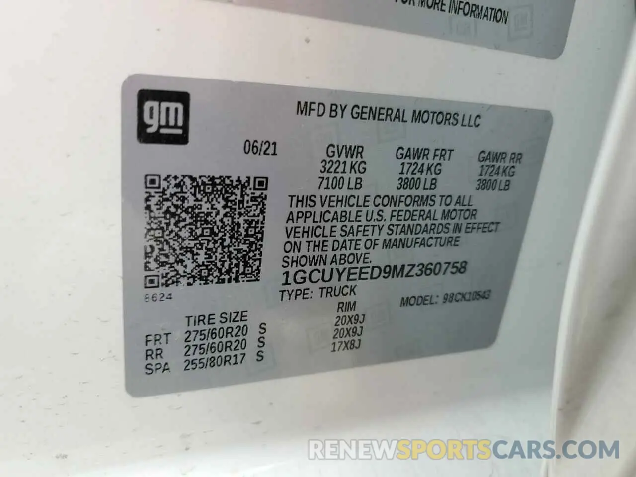 12 Photograph of a damaged car 1GCUYEED9MZ360758 CHEVROLET ALL Models 2021