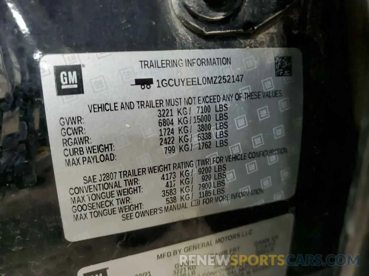 13 Photograph of a damaged car 1GCUYEEL0MZ252147 CHEVROLET ALL Models 2021