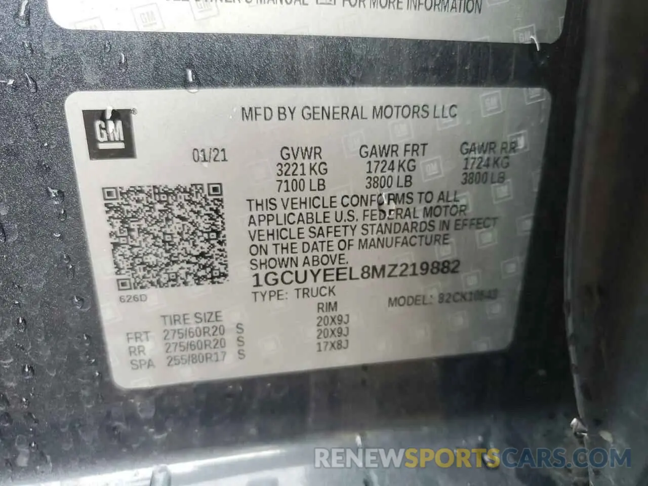 12 Photograph of a damaged car 1GCUYEEL8MZ219882 CHEVROLET ALL Models 2021