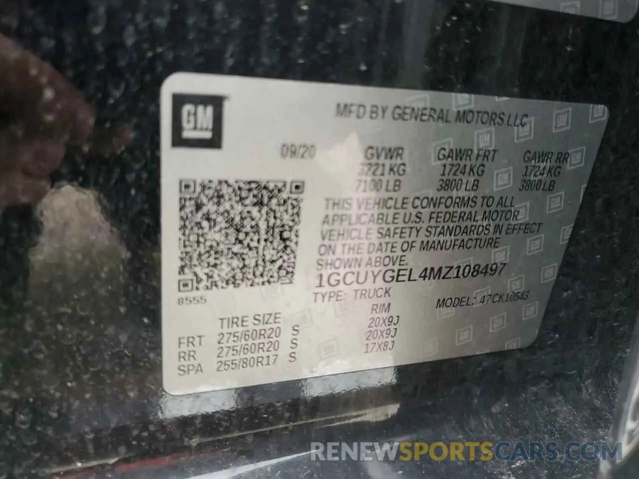 13 Photograph of a damaged car 1GCUYGEL4MZ108497 CHEVROLET ALL Models 2021