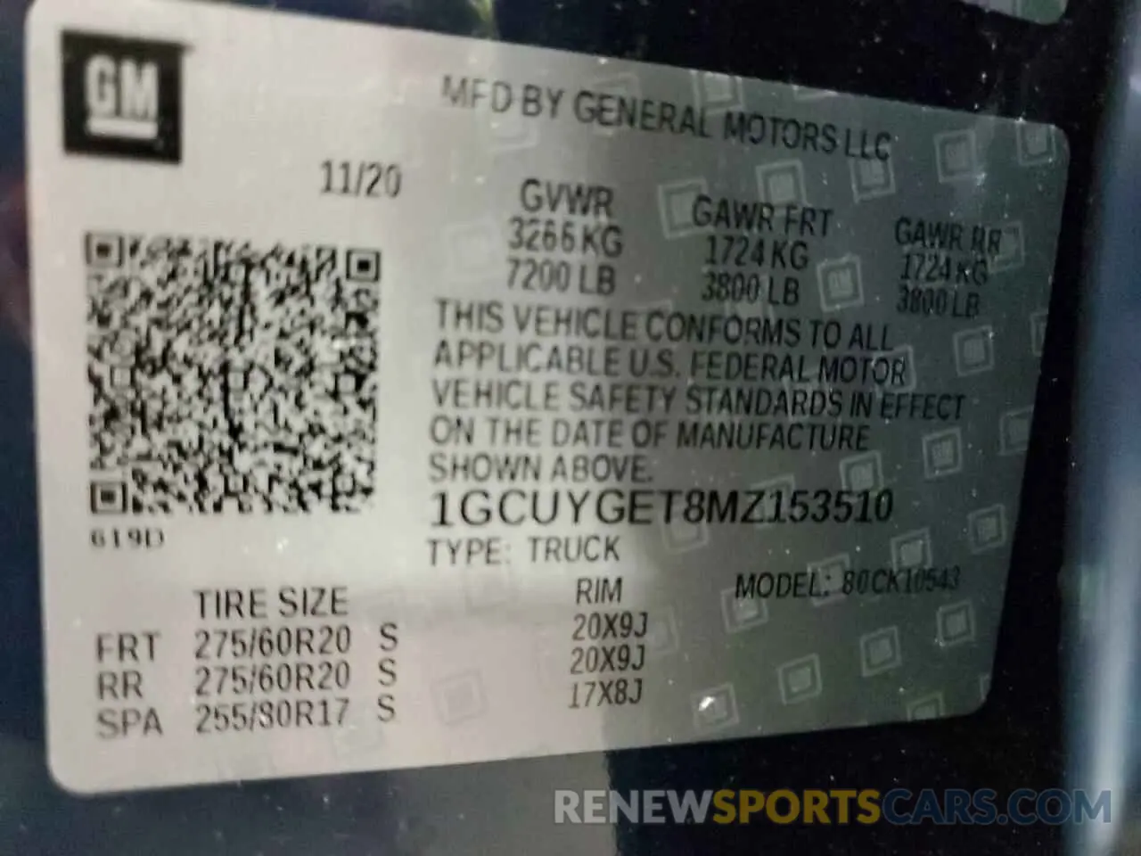 12 Photograph of a damaged car 1GCUYGET8MZ153510 CHEVROLET ALL Models 2021