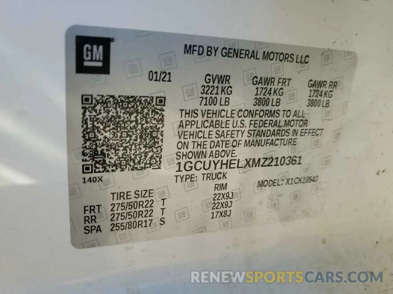 12 Photograph of a damaged car 1GCUYHELXMZ210361 CHEVROLET ALL Models 2021
