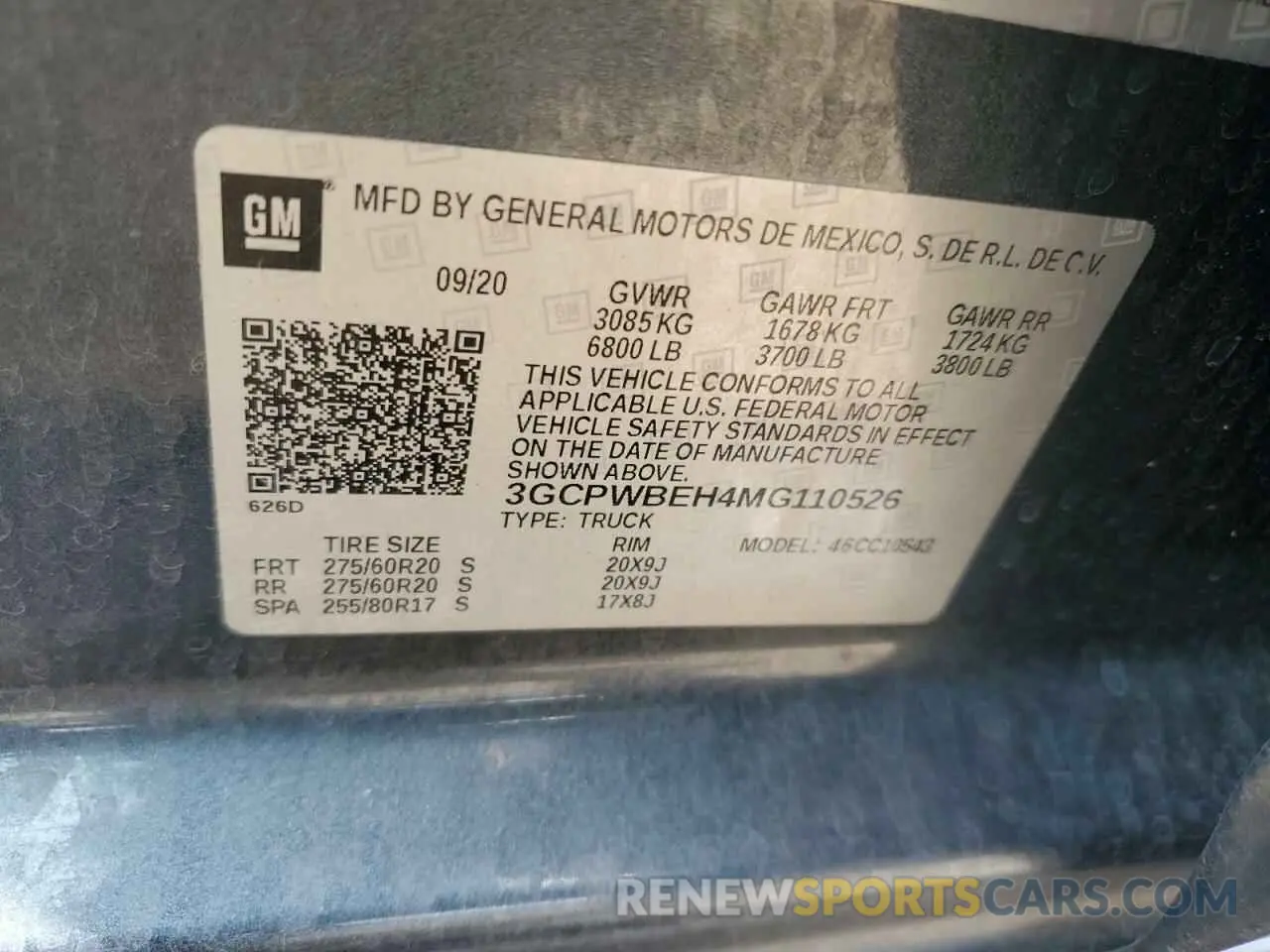 12 Photograph of a damaged car 3GCPWBEH4MG110526 CHEVROLET ALL Models 2021