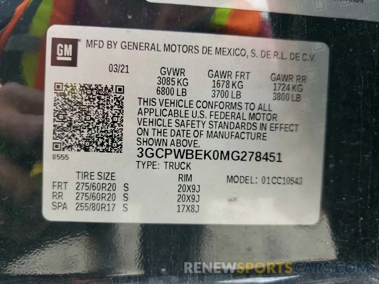 14 Photograph of a damaged car 3GCPWBEK0MG278451 CHEVROLET ALL Models 2021