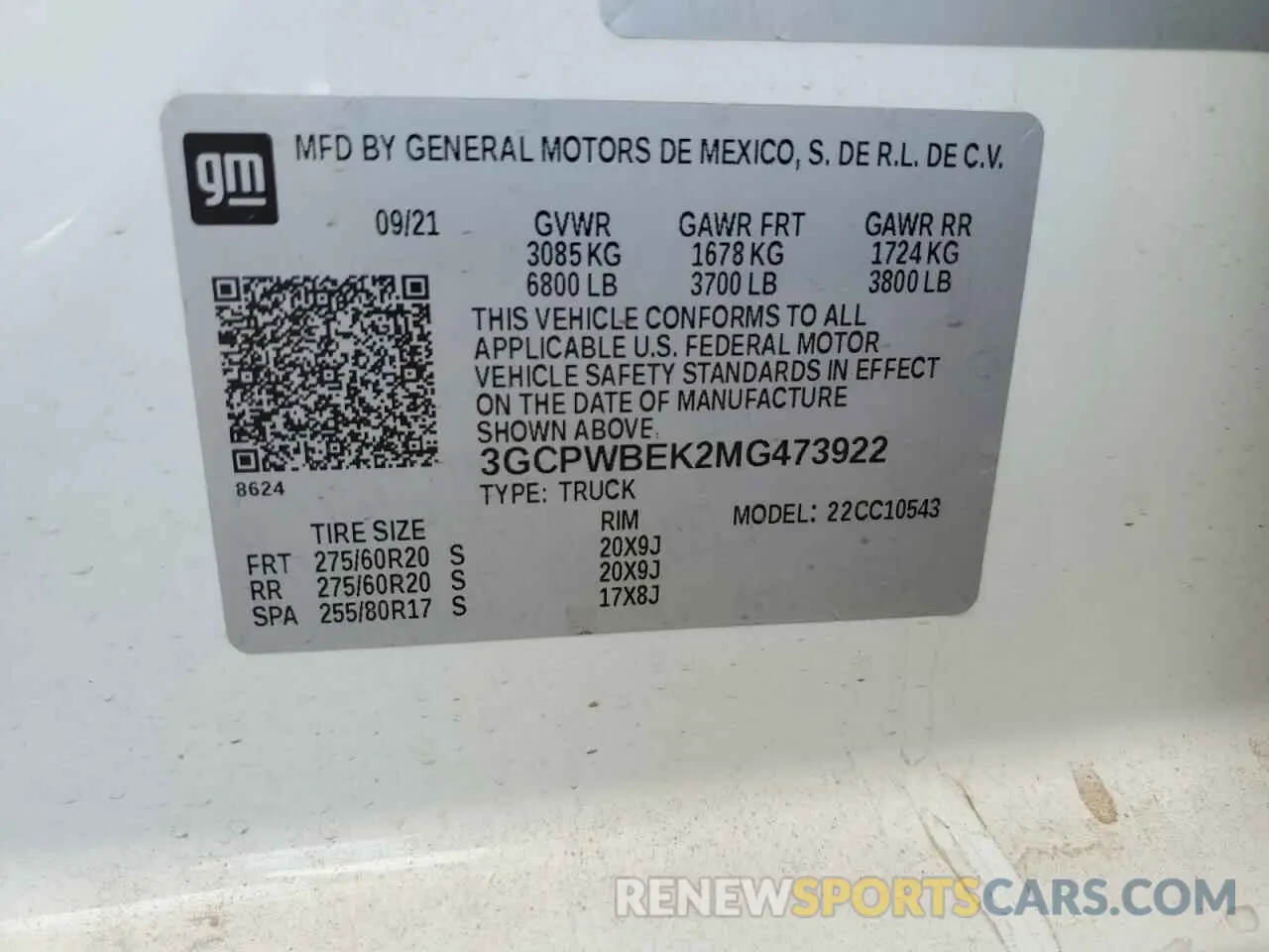 12 Photograph of a damaged car 3GCPWBEK2MG473922 CHEVROLET ALL Models 2021