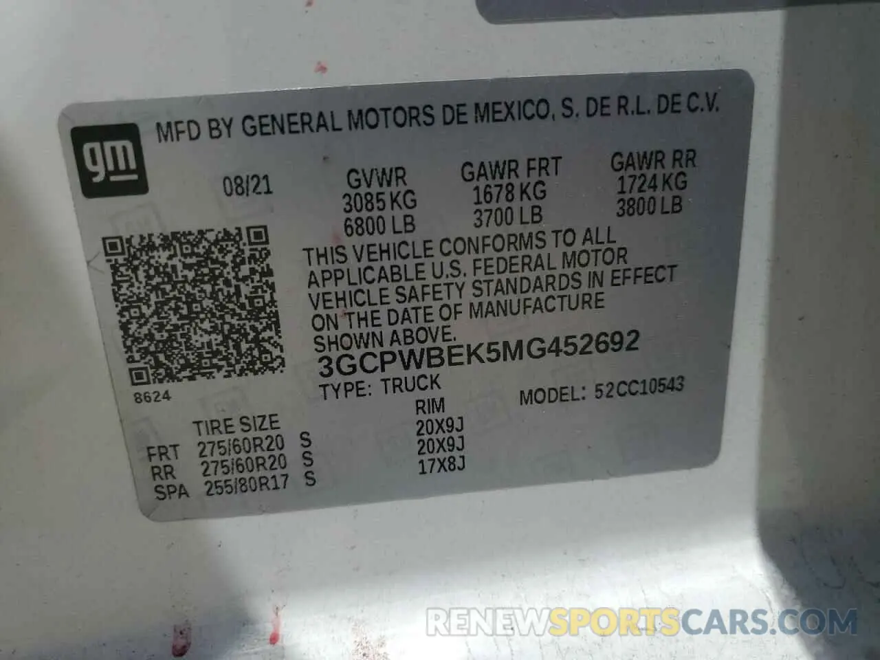 12 Photograph of a damaged car 3GCPWBEK5MG452692 CHEVROLET ALL Models 2021