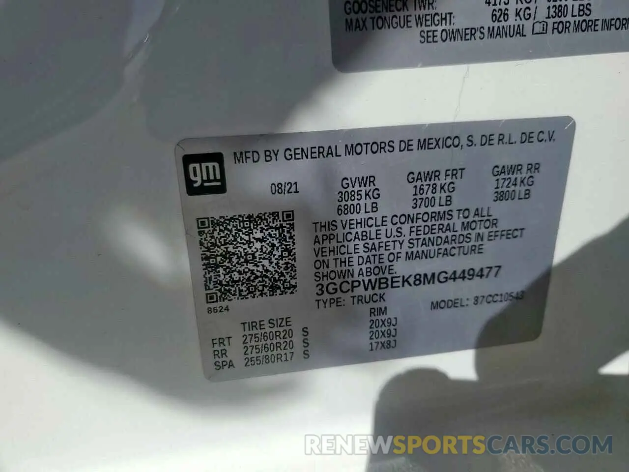 12 Photograph of a damaged car 3GCPWBEK8MG449477 CHEVROLET ALL Models 2021