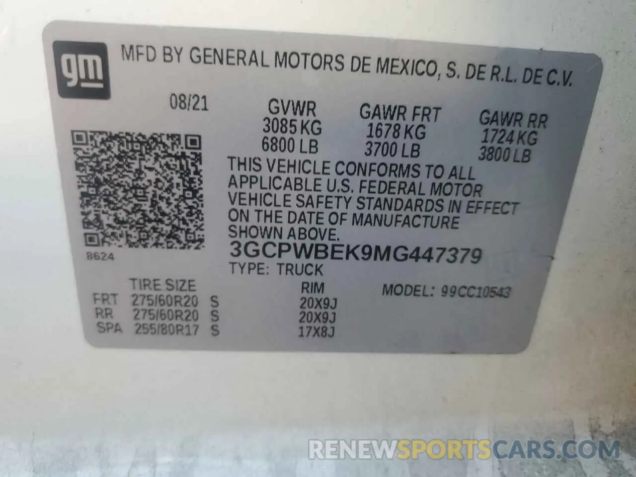 12 Photograph of a damaged car 3GCPWBEK9MG447379 CHEVROLET ALL Models 2021
