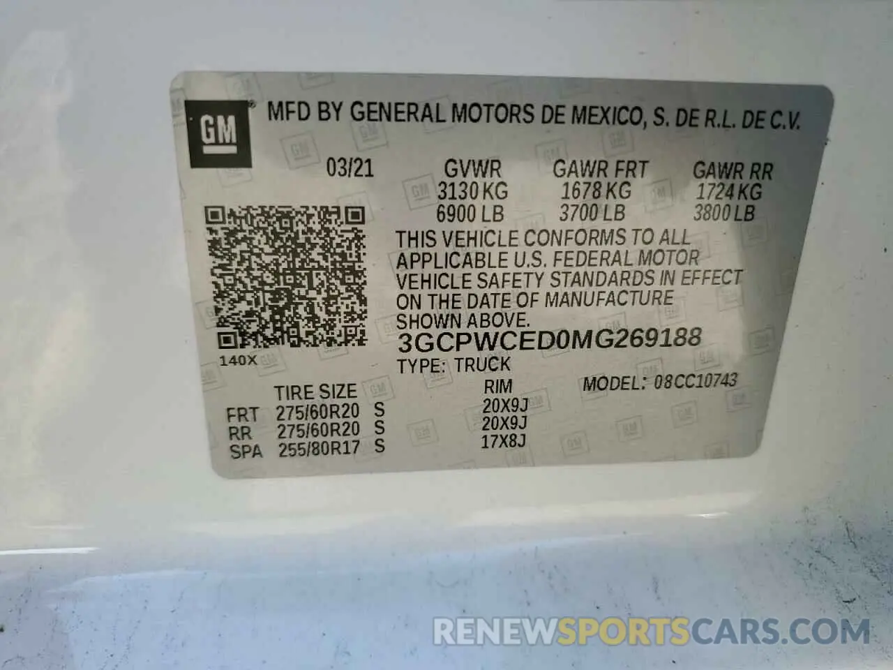 12 Photograph of a damaged car 3GCPWCED0MG269188 CHEVROLET ALL Models 2021