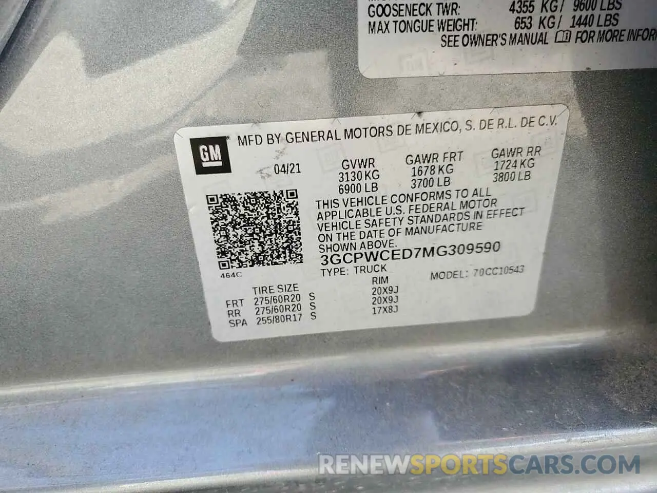 13 Photograph of a damaged car 3GCPWCED7MG309590 CHEVROLET ALL Models 2021