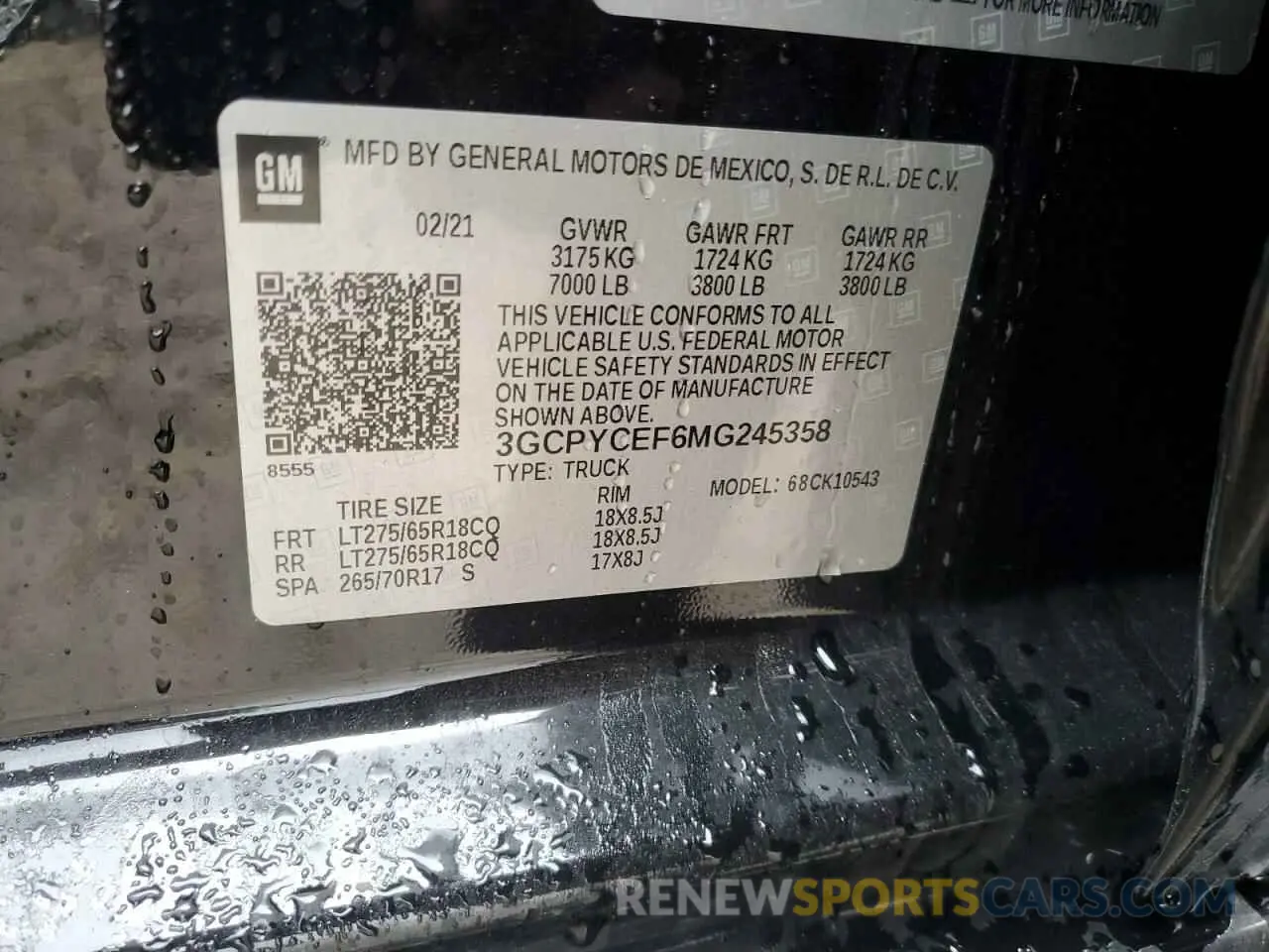 12 Photograph of a damaged car 3GCPYCEF6MG245358 CHEVROLET ALL Models 2021