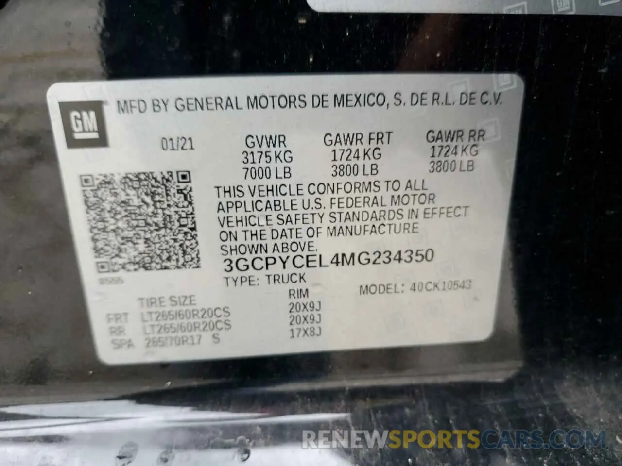 13 Photograph of a damaged car 3GCPYCEL4MG234350 CHEVROLET ALL Models 2021