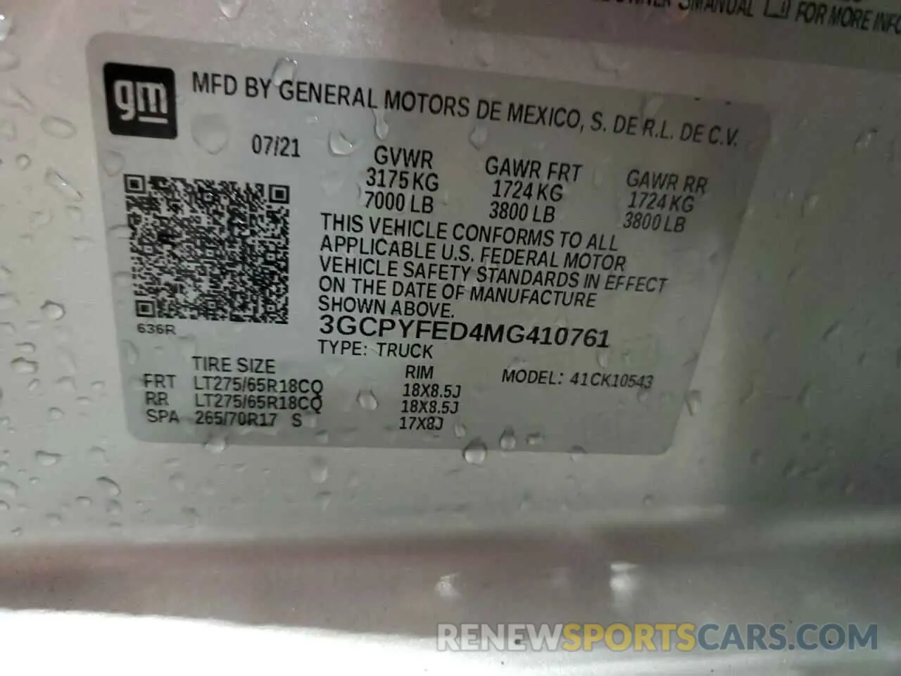 12 Photograph of a damaged car 3GCPYFED4MG410761 CHEVROLET ALL Models 2021