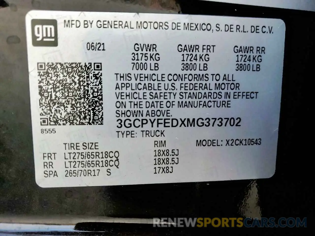 15 Photograph of a damaged car 3GCPYFEDXMG373702 CHEVROLET ALL Models 2021