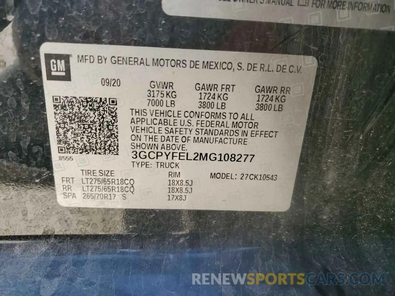 14 Photograph of a damaged car 3GCPYFEL2MG108277 CHEVROLET ALL Models 2021