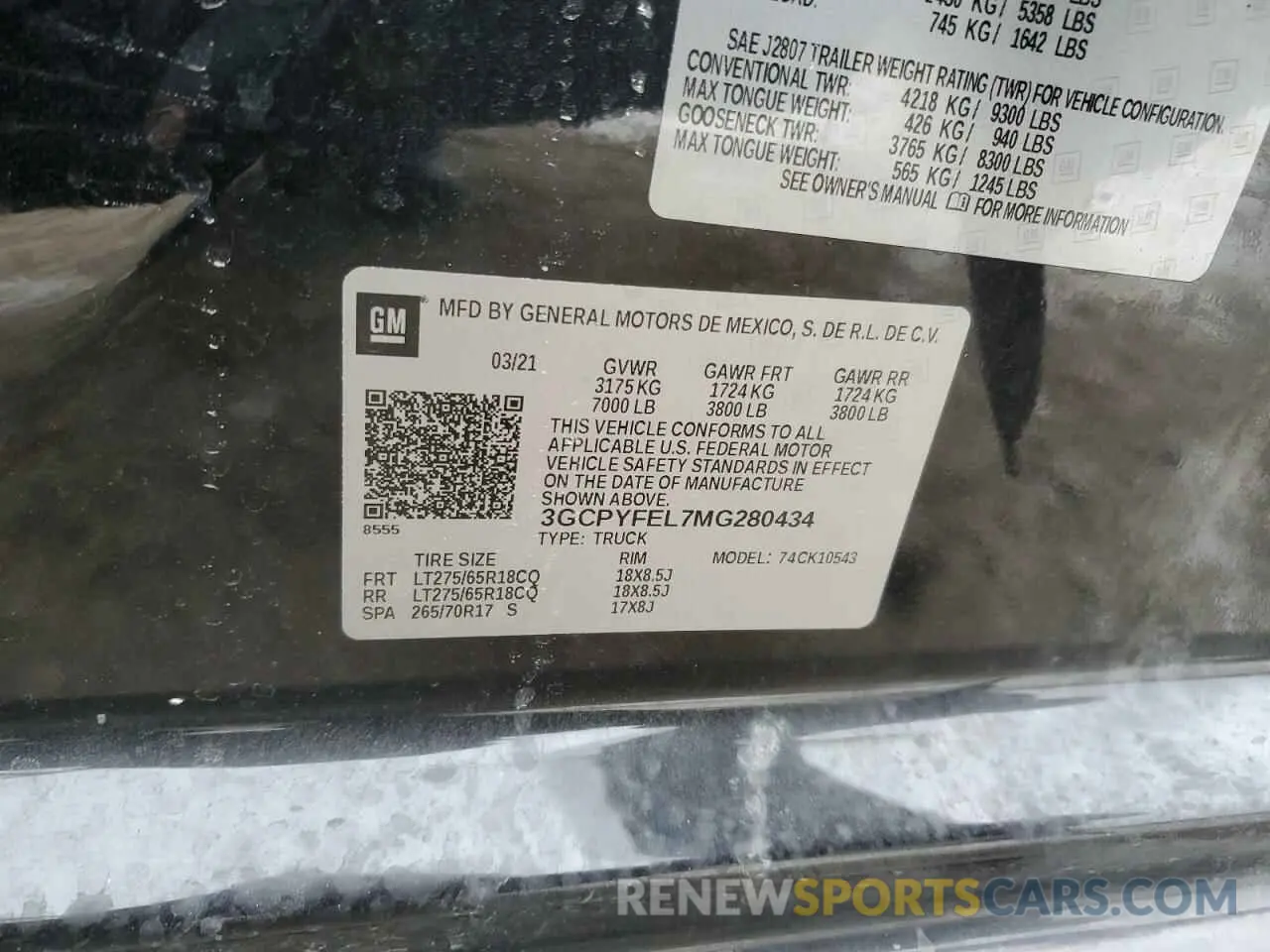 12 Photograph of a damaged car 3GCPYFEL7MG280434 CHEVROLET ALL Models 2021