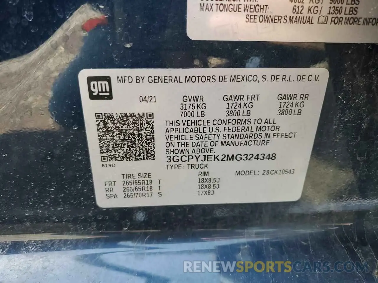 12 Photograph of a damaged car 3GCPYJEK2MG324348 CHEVROLET ALL Models 2021