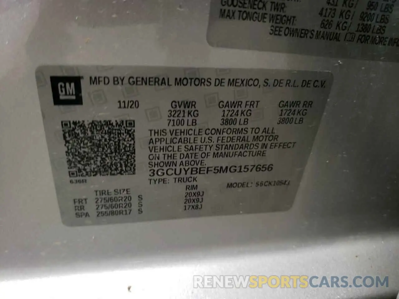 12 Photograph of a damaged car 3GCUYBEF5MG157656 CHEVROLET ALL Models 2021