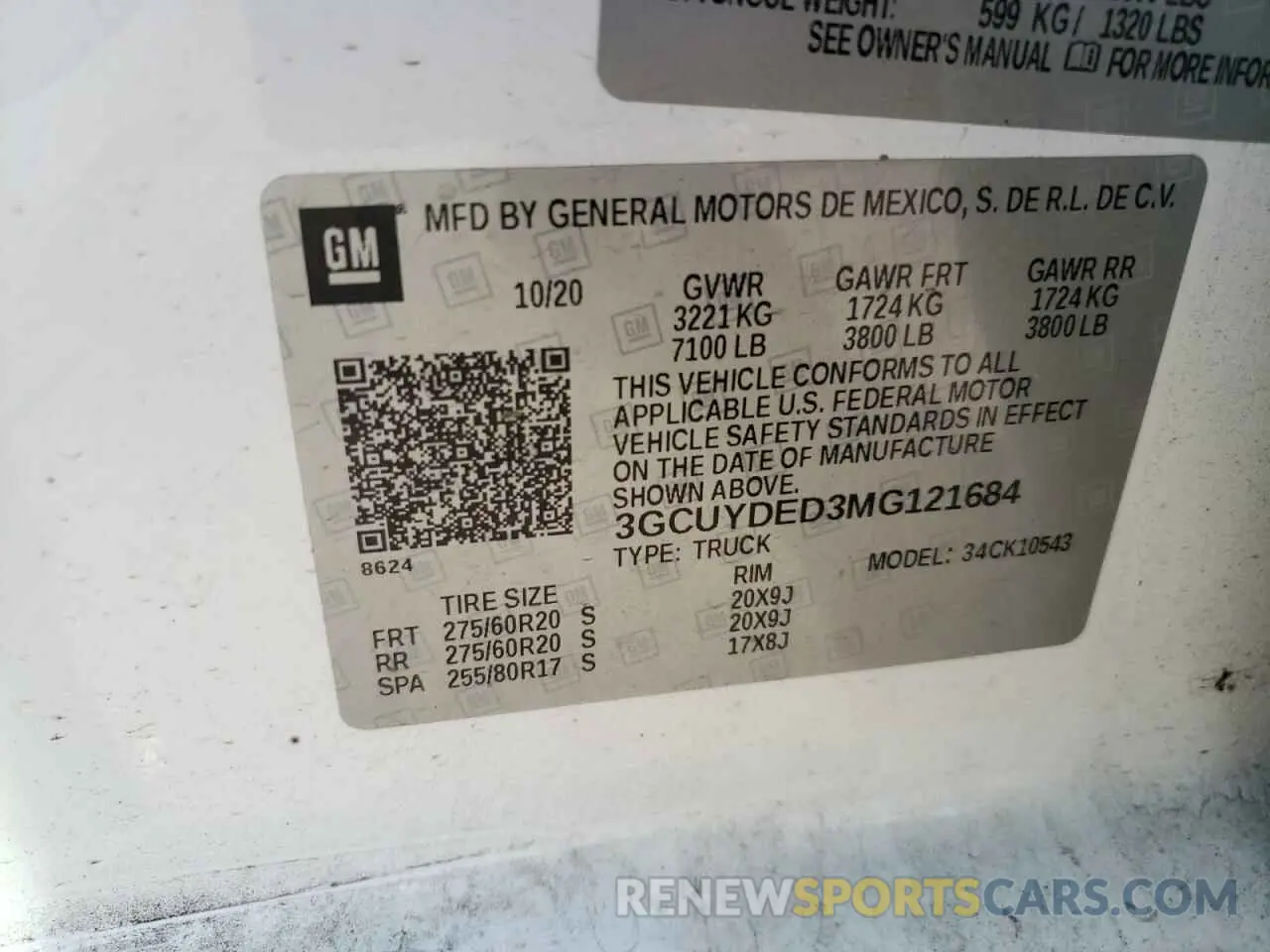 12 Photograph of a damaged car 3GCUYDED3MG121684 CHEVROLET ALL Models 2021