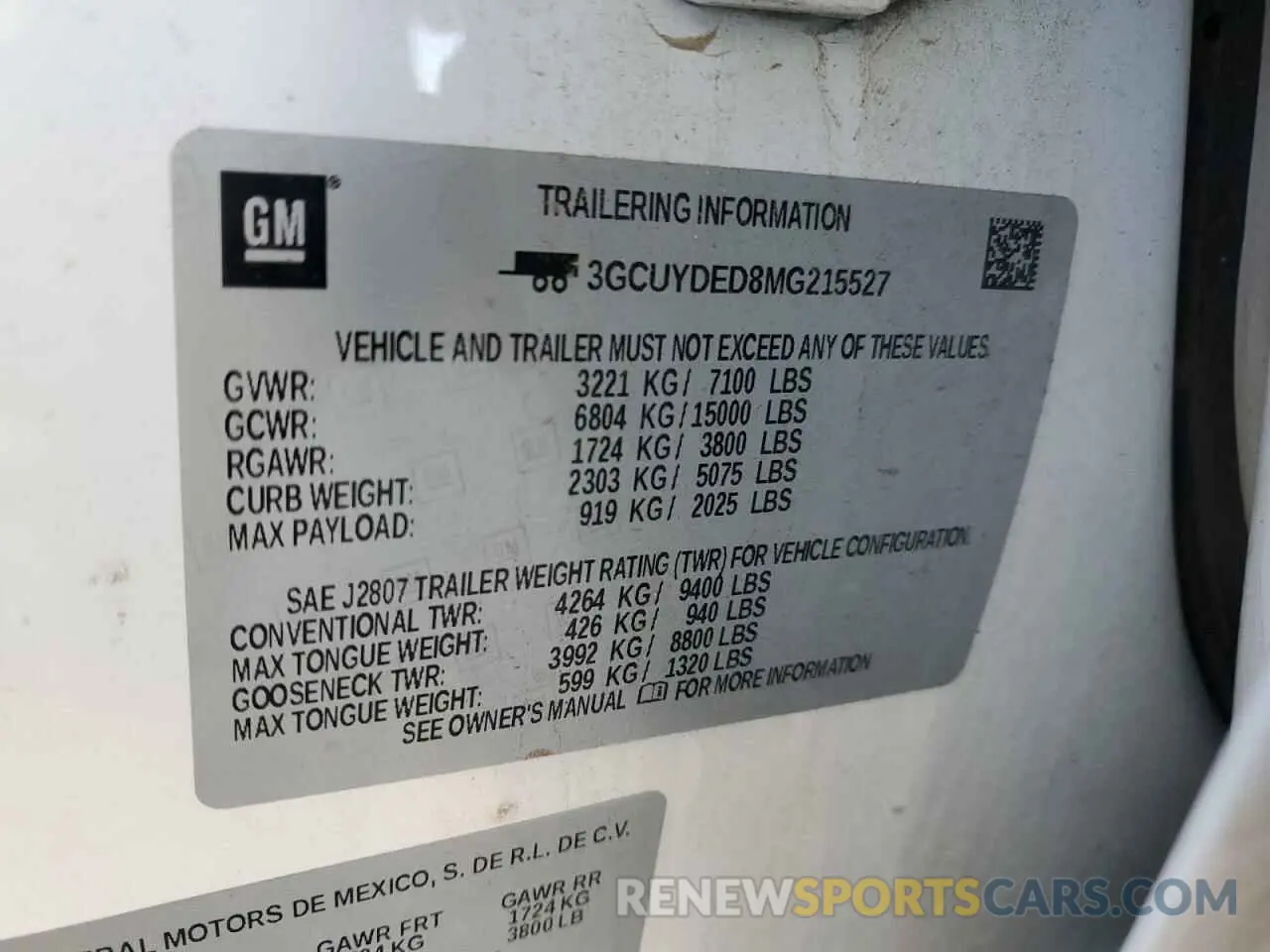 14 Photograph of a damaged car 3GCUYDED8MG215527 CHEVROLET ALL Models 2021