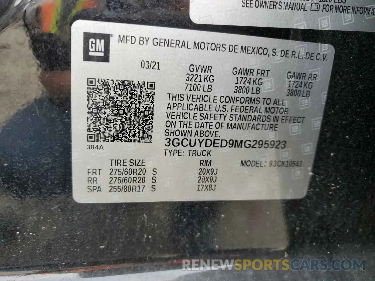 12 Photograph of a damaged car 3GCUYDED9MG295923 CHEVROLET ALL Models 2021
