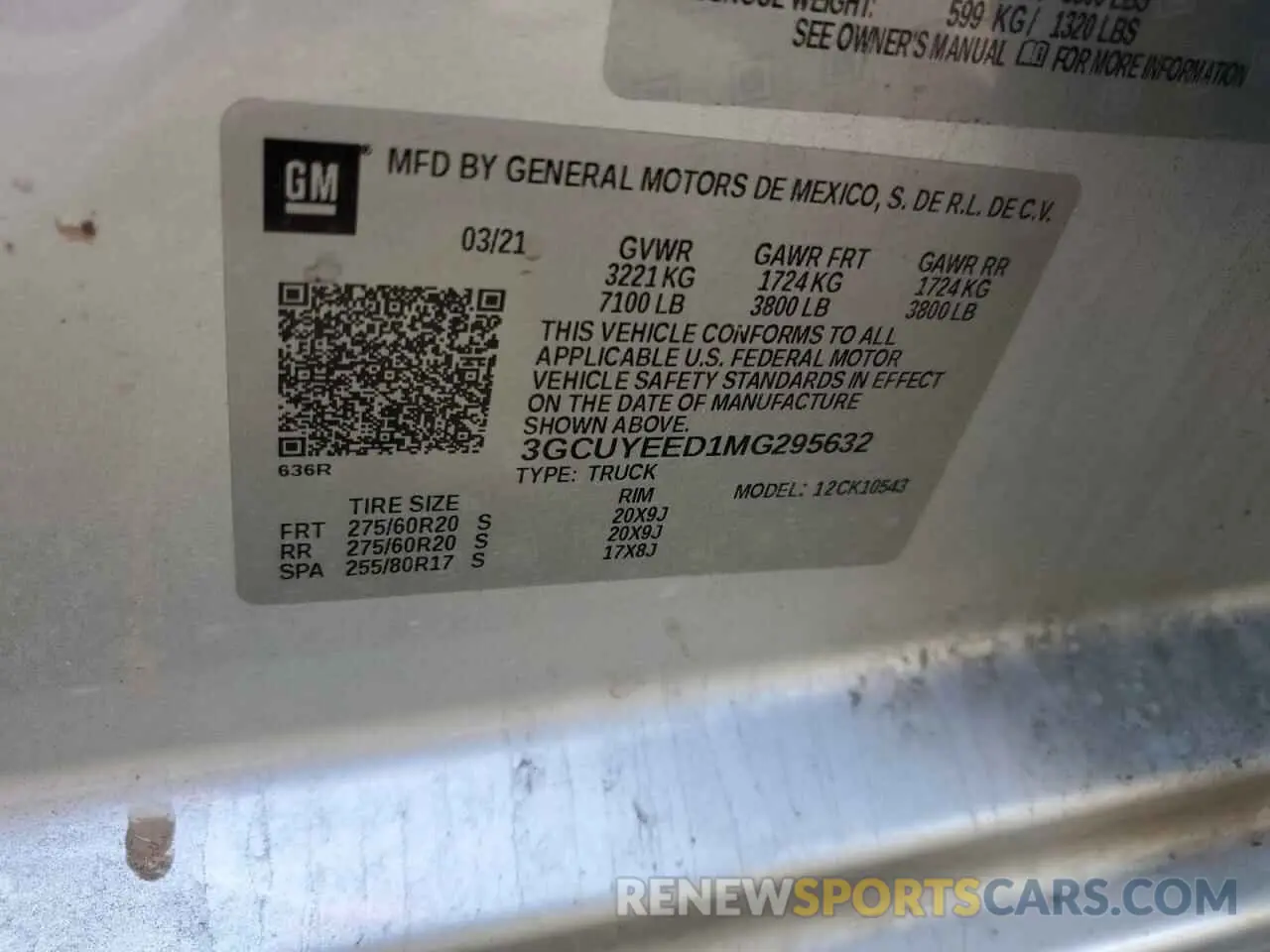 14 Photograph of a damaged car 3GCUYEED1MG295632 CHEVROLET ALL Models 2021