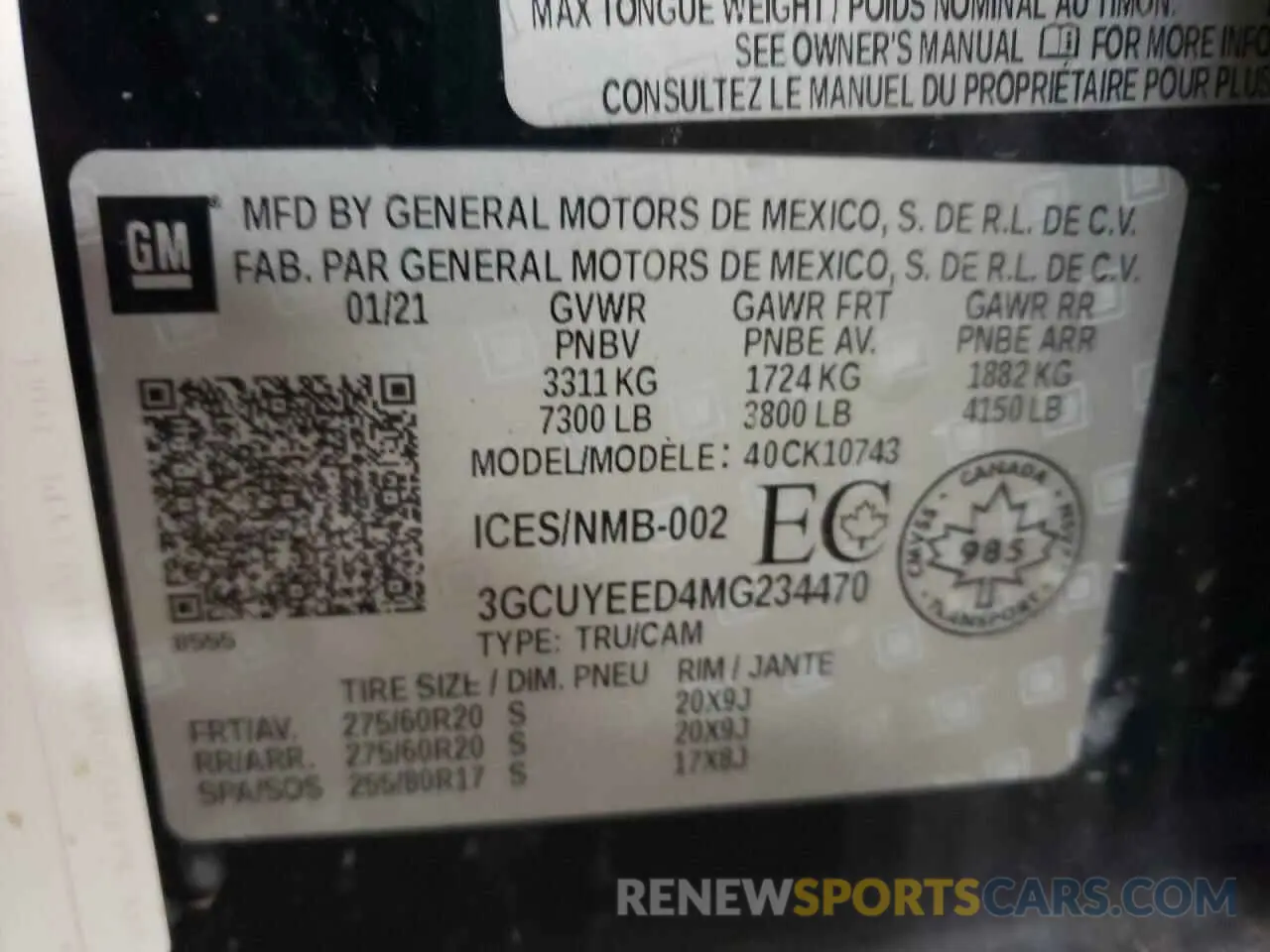 12 Photograph of a damaged car 3GCUYEED4MG234470 CHEVROLET ALL Models 2021