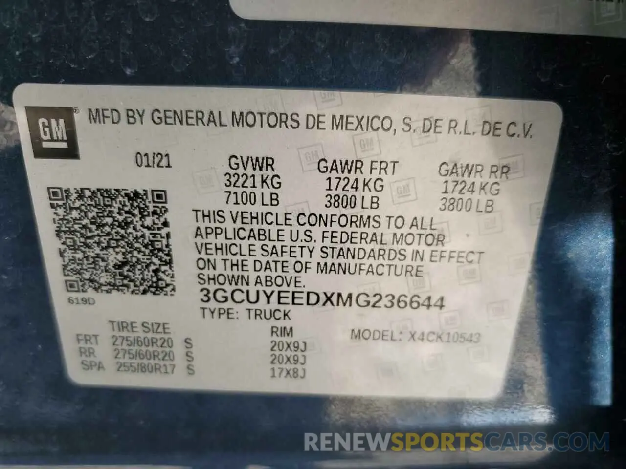 15 Photograph of a damaged car 3GCUYEEDXMG236644 CHEVROLET All Models 2021