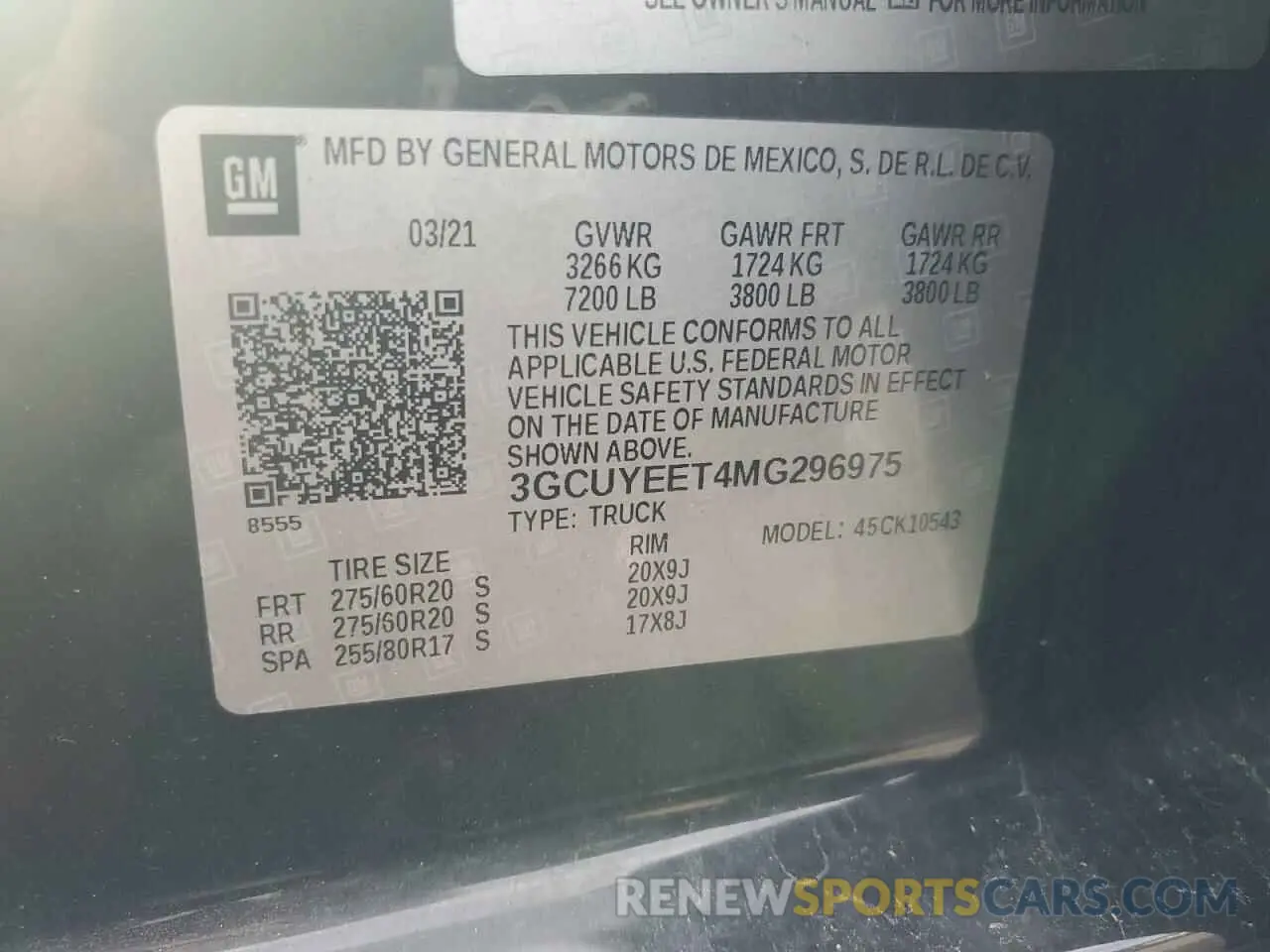 12 Photograph of a damaged car 3GCUYEET4MG296975 CHEVROLET ALL Models 2021