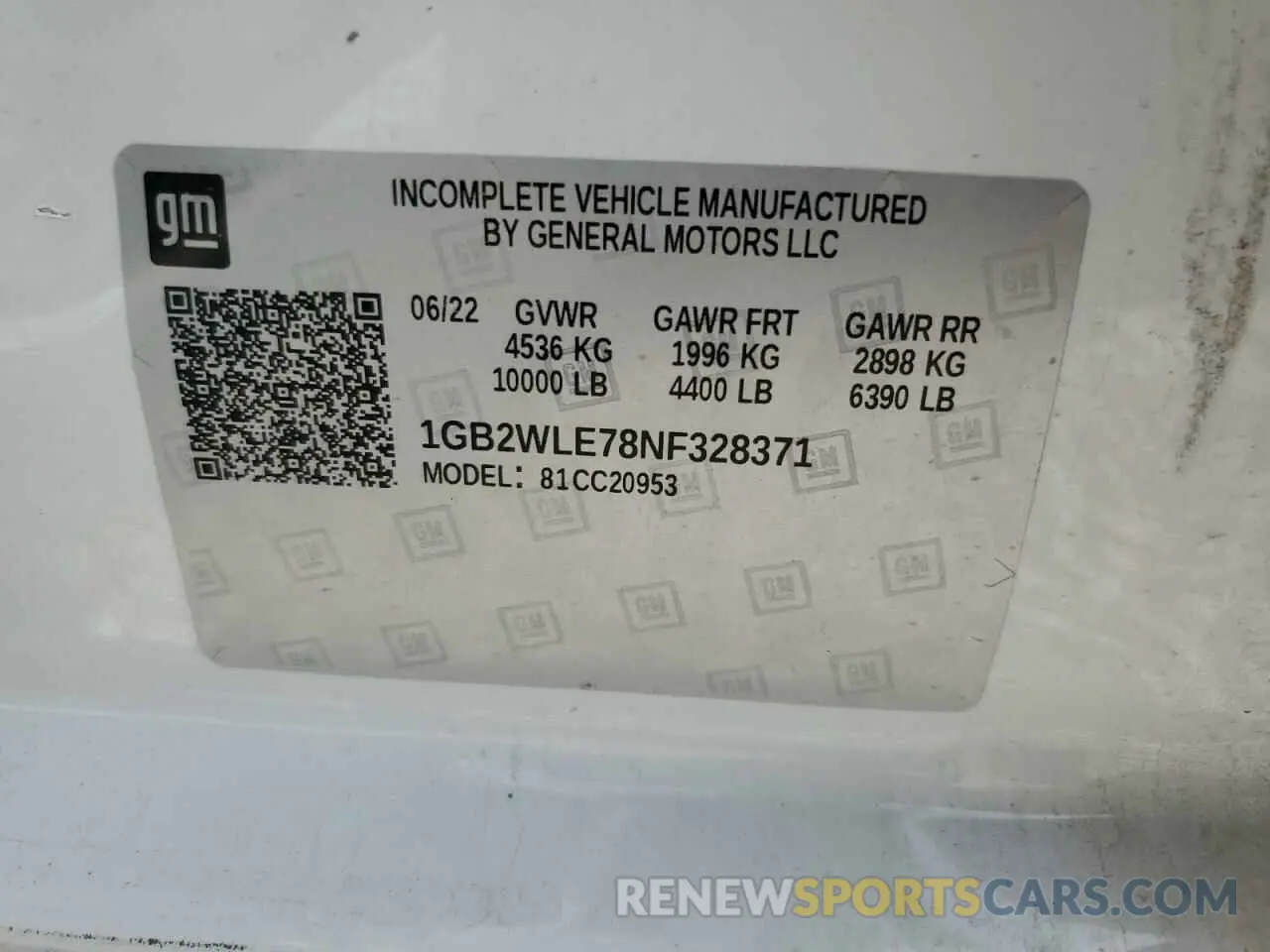 12 Photograph of a damaged car 1GB2WLE78NF328371 CHEVROLET ALL Models 2022