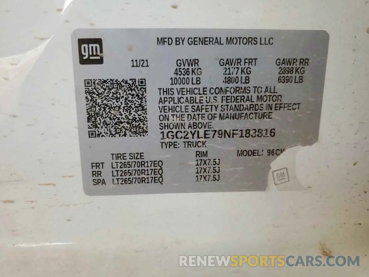 12 Photograph of a damaged car 1GC2YLE79NF183816 CHEVROLET ALL Models 2022