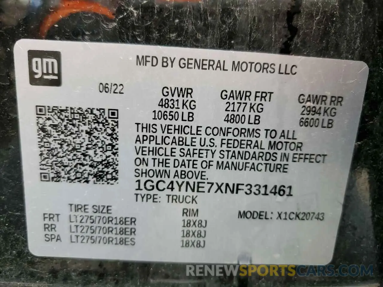 12 Photograph of a damaged car 1GC4YNE7XNF331461 CHEVROLET ALL Models 2022
