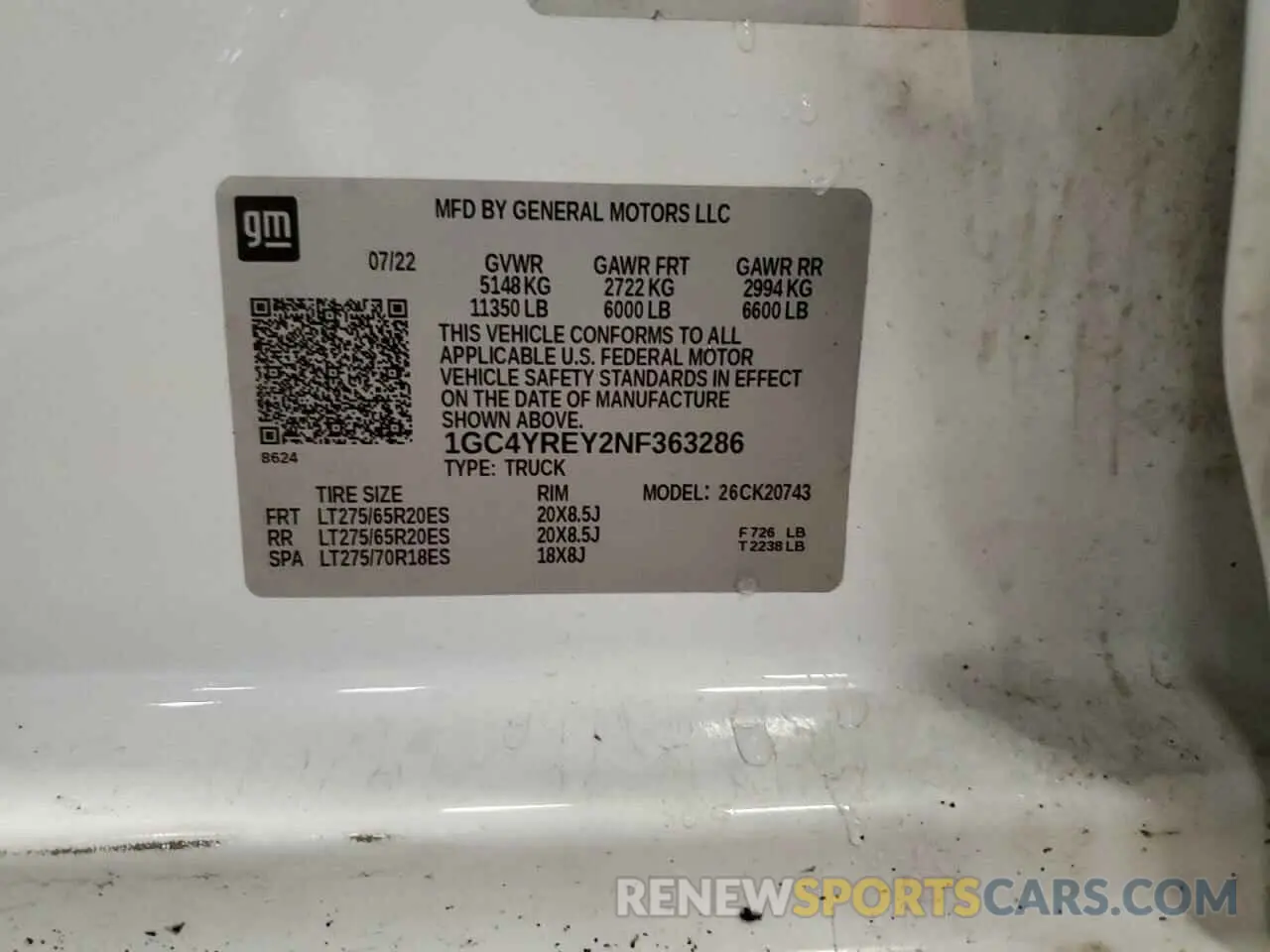 12 Photograph of a damaged car 1GC4YREY2NF363286 CHEVROLET ALL Models 2022